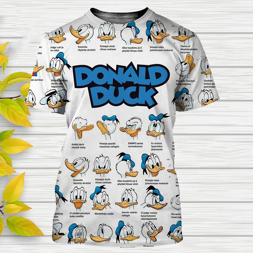 2024 Summer Disney Donald Duck Graphic 3d Print T-Shirts Cartoon Anime Casual Streetwear Men Women Fashion T-Shirt Tees Tops