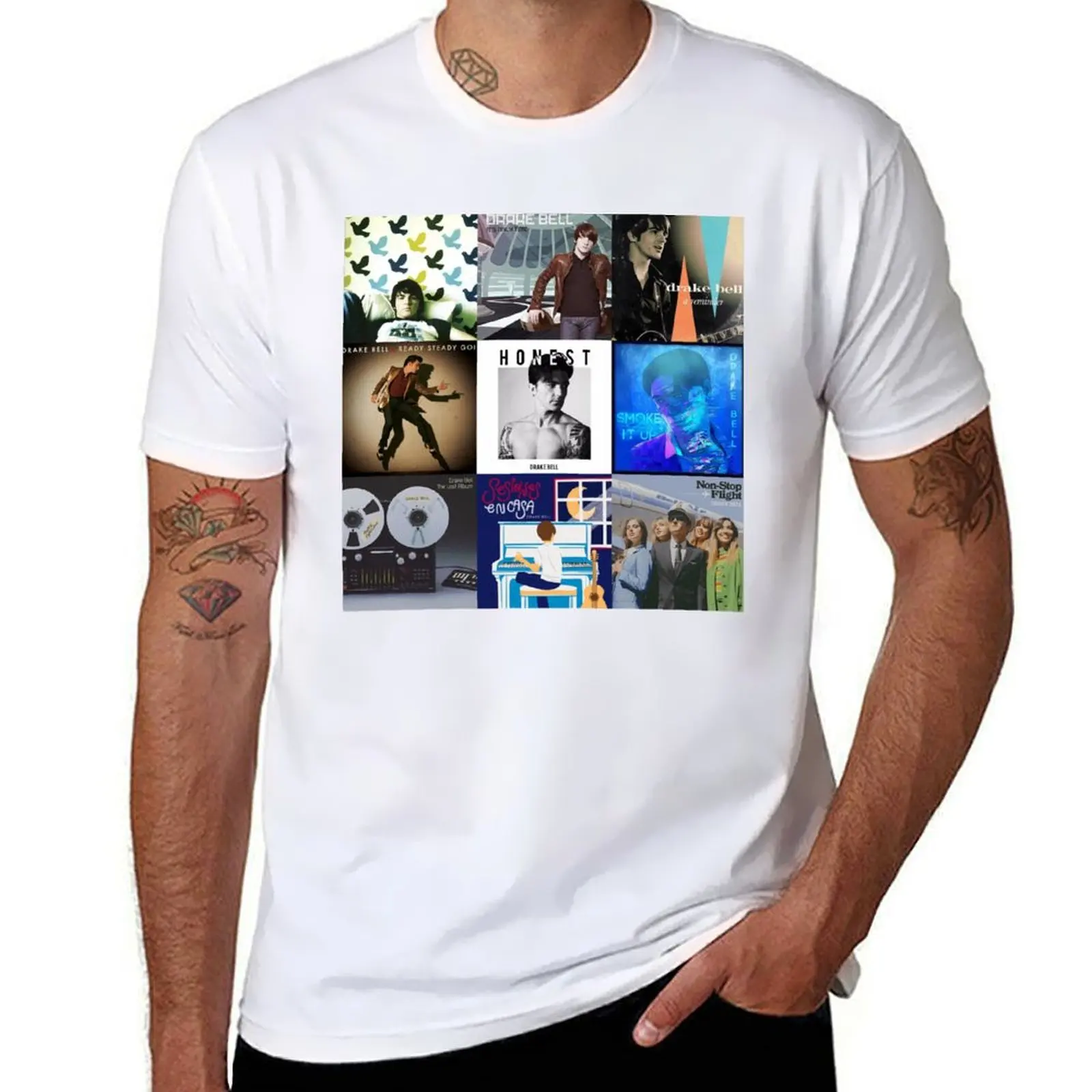 

Drake Bell - The Albums artwork T-Shirt t shirt for man 100 percent cotton man t shirt heavy cotton