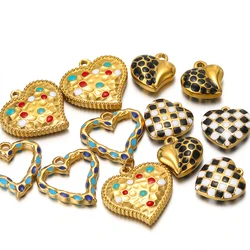 5pcs Stainless Steel Heart Enamel Charms for DIY Jewelry Necklaces Pendants Findings Bracelets Supplies Earrings Making