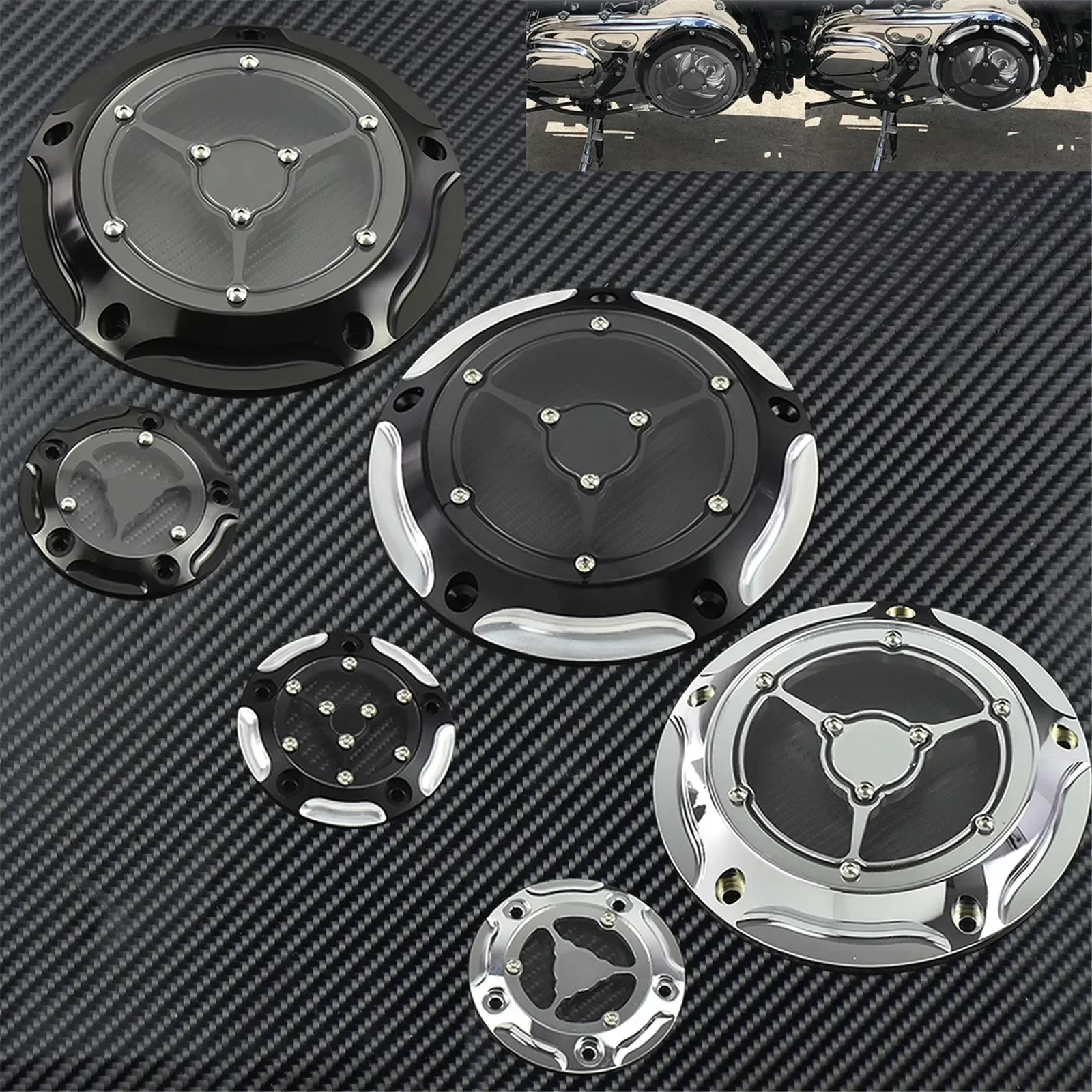 Motorcycle 5 Holes Derby Clutch Timing Timer Cover Engine Covers For Harley Dyna Touring Softail Electra Glide FLHR FXD 99-2017