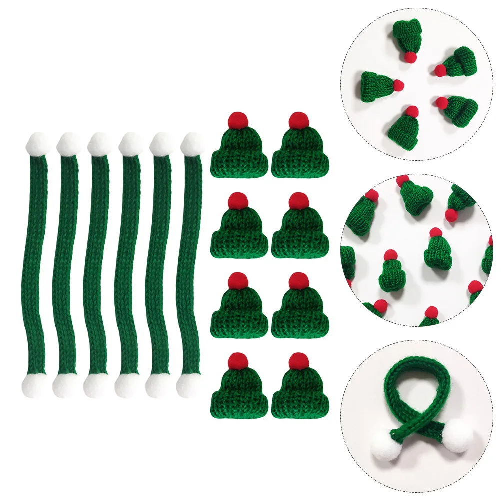 

20Pcs Christmas Mini Knit Hat Woolen DIY Decor for Phone Bags Shoes Accessories Xmas Supplies Kids Adults Gift