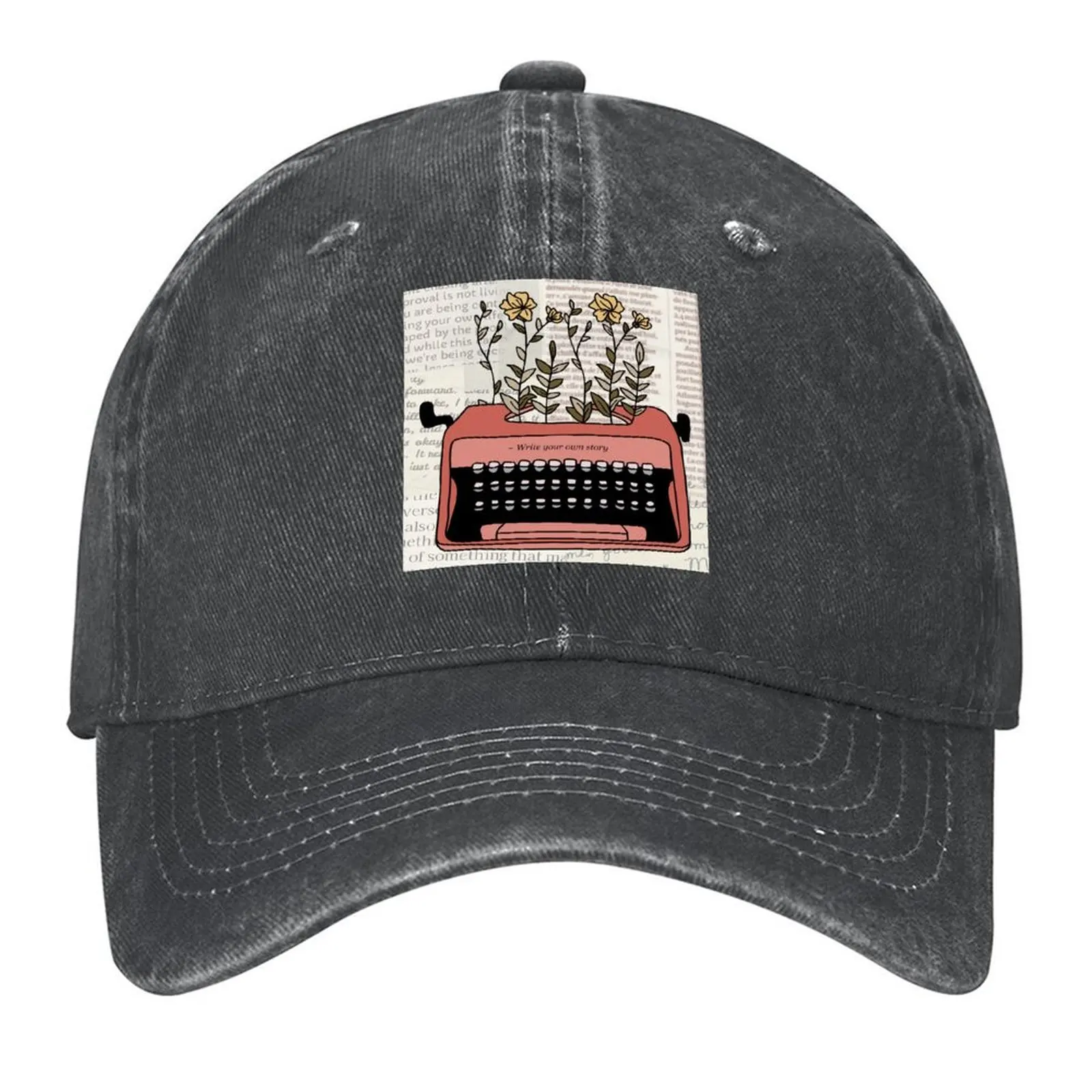 

Floral Typewriter Inspiration Baseball Cap Luxury Man Hat Sun Cap Streetwear custom Hat Women Men's