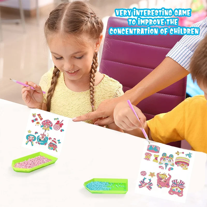 5D الأطفال اليدوية قضيب على شكل الماس اللوحة ملصقات DIY لصق صغير الكرتون الحيوان يونيكورن الفتيات الفتيان الطلاء الحرف #5