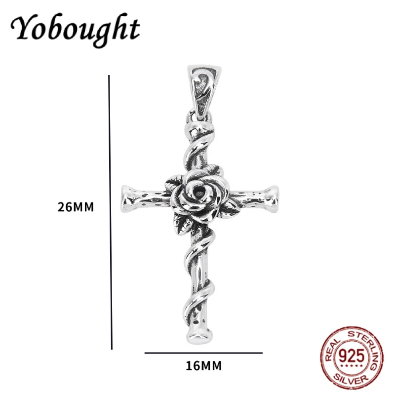 

Original 925 sterling silver fashionable rose cross pendant, women's European and American design jewelry gift 2025 new