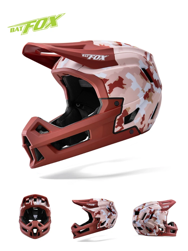BATFOX Full Face Bike Helmet Off Road Speed Reduction Downhill Protect MTB Bicycle Helmet BMX Riding Racing Gear Cycling Helmets