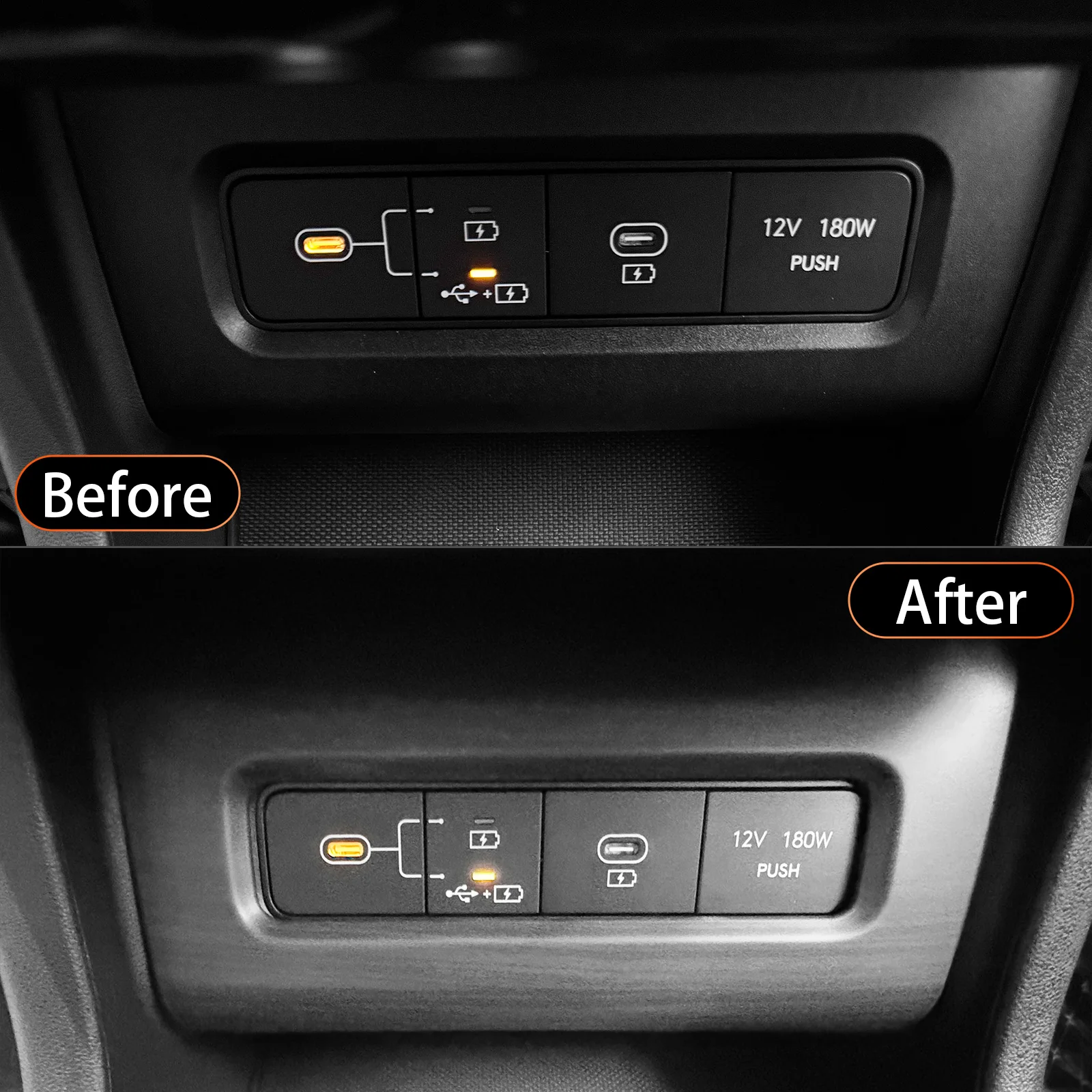Carbon Fiber Wood Grain Style USB Port Charger Socket Frame Cover Trim For Hyundai Tucson NX4 2025 LHD RHD Interior Styling
