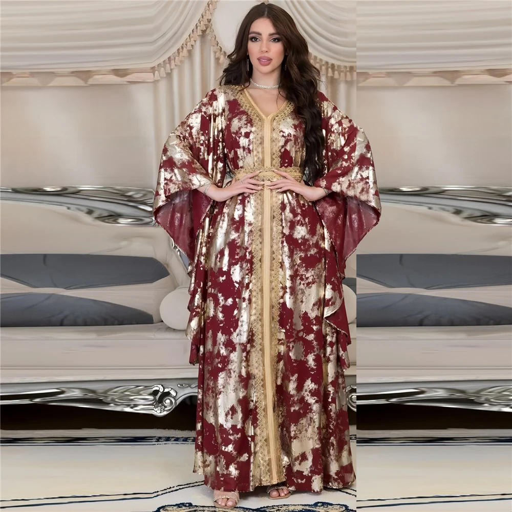 2024 Ramadan Eid Mubarak Djellaba Abaya Muslim Women Chiffon Maxi Dress Islamic Evening Party Gown Robe Jalabiya Kaftan Dubai