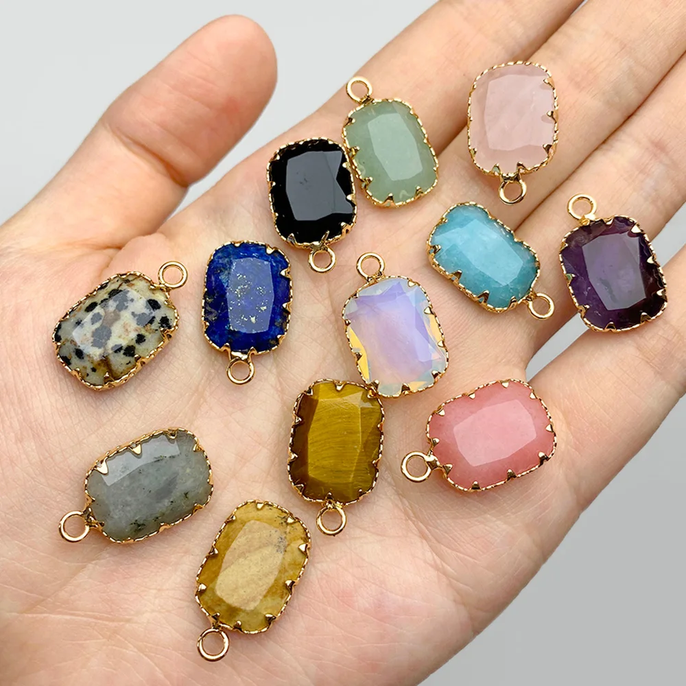 

Natural Stone Pendant Charm for Jewelry Making, Handmade Healing Necklace and Earring, Wholesale, 3PCs, 13x16mm