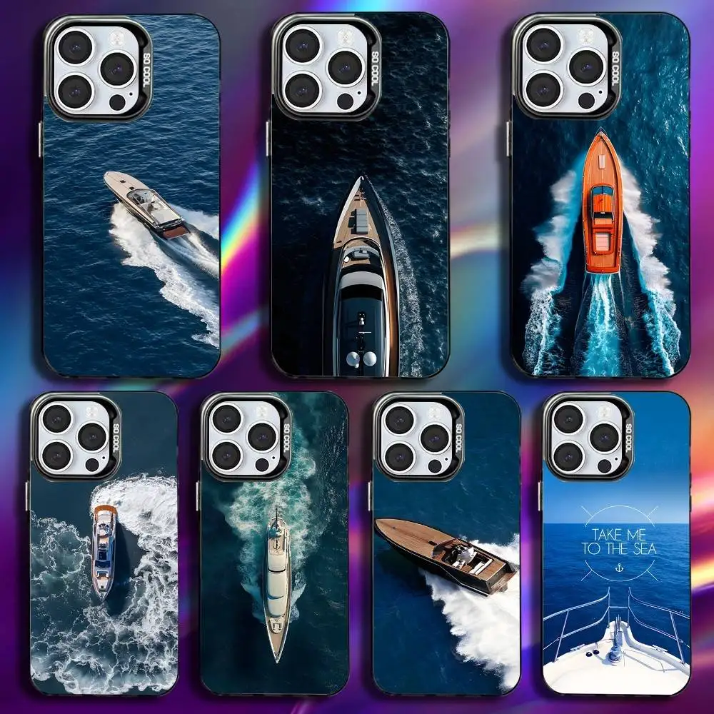 

Speedboat Cruise Ship Phone Case For iPhone 17,16,15,14,13,12,11,Pro,Max,Plus,Mini,XS,SE Anti Fall Black Matte Hard Bumper