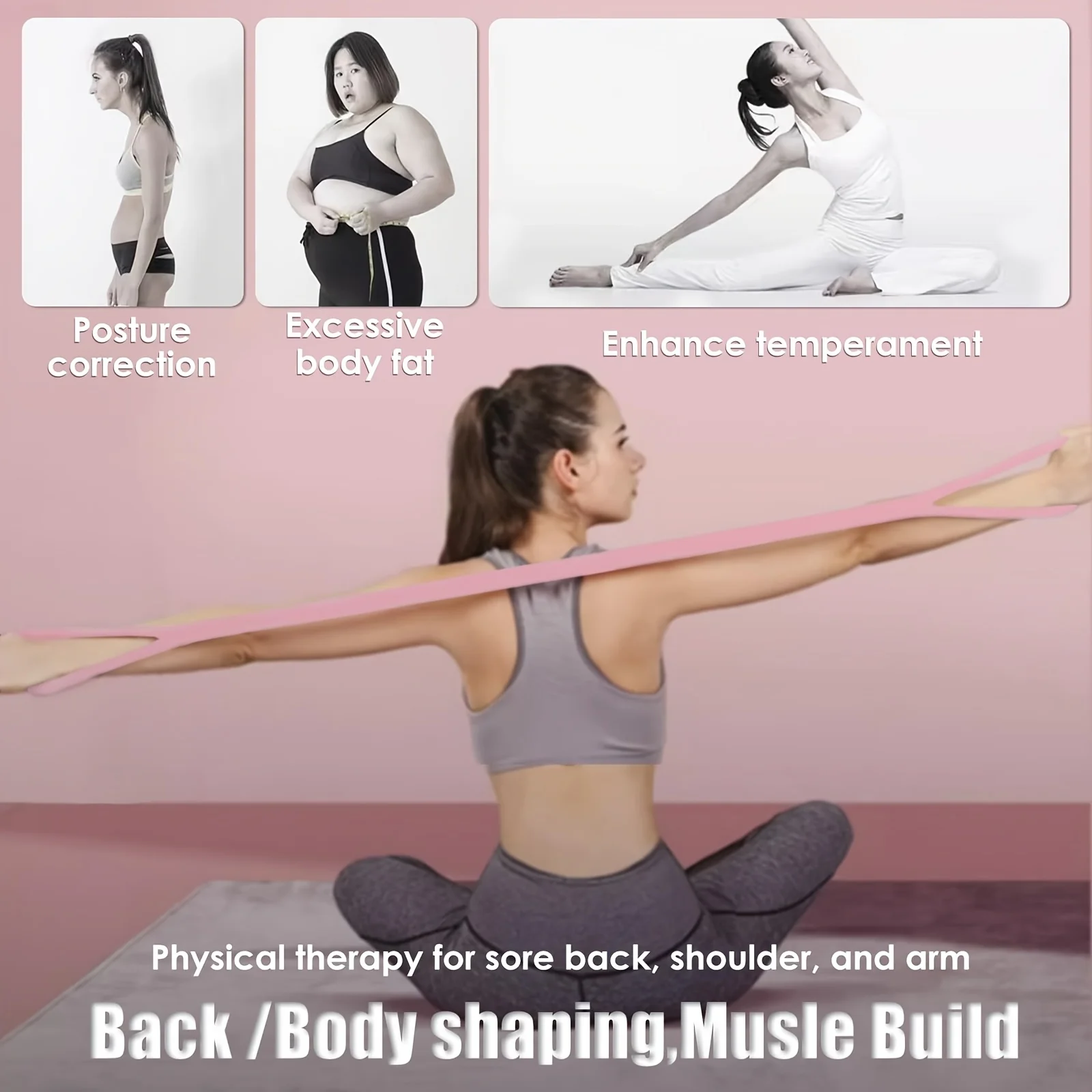 Resistance Band, Elastic Band, Stretch Bands, for Arm,Shoulder, Back,Leg Stretching, Upper Body Workout Equipment