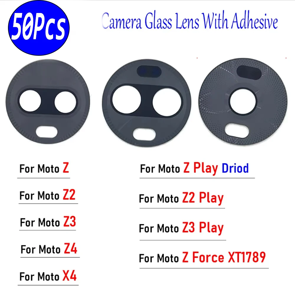 10Pcs,NEW Back Rear Camera Glass Lens With Ahesive Replacement Parts For Motorola Moto Z Play Z2 Z3 Z4 X4 Z Force G04 G24 Power