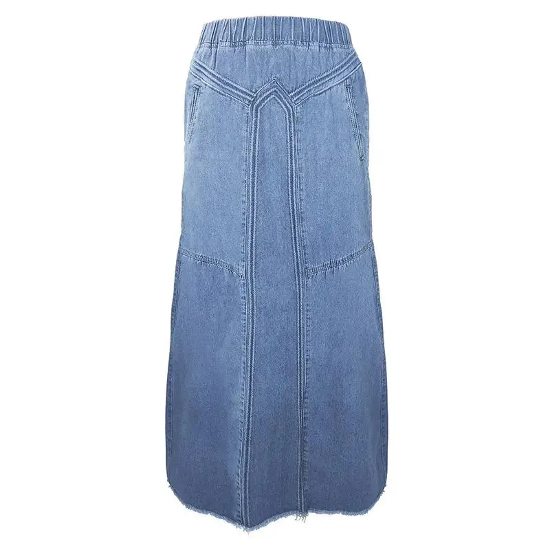 Gonna a trapezio in denim autunno inverno da donna Brued elastico a vita alta semplice gonna lunga versatile casual europea Sle