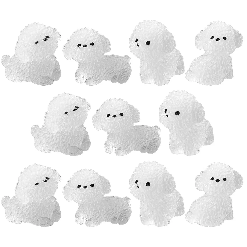 Toy Mini Glow-in-the-dark Puppy Micro Landscape Fairy Garden Ornament Resin Decoration Figurines Dog Container White