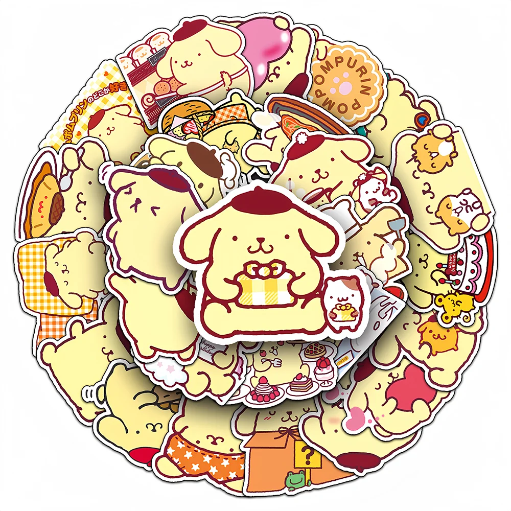 

50PCS Sanrio Cartoon Stickers Pompom Purin Handmade Graffiti Stickers DIY Decorative Phone Case Luggage Stickers