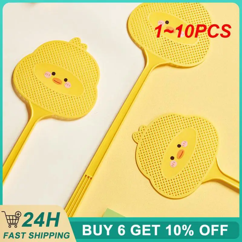 

1~10PCS Pe Material Long Handle Flyswatter Durable Swatter Mango Yellow Flying Insect Bat Pendable Pest Control Bat 49.515cm