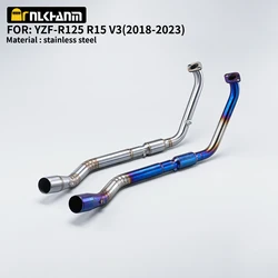 Slip-On For YZF-R125 YZF R15 V3 R125 2018 - 2023 Motorcycle Exhaust Escape Moto Muffler Front Middle Link Pipe