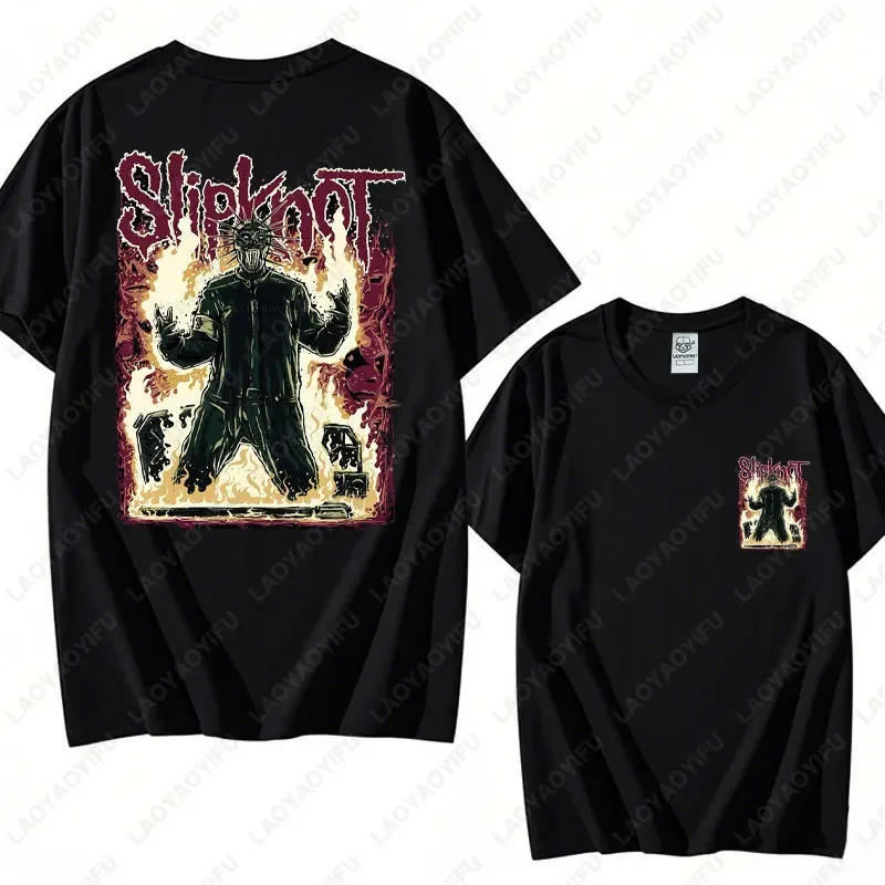 

Trendy Men Women Slipknots Heavy Mental O-neck Print Tshirts Rock Band Short Sleeve Y2k T-shirt Music Cartoon Casual Cotton Top