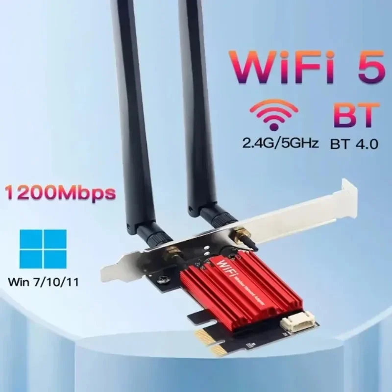 PCIe WiFi Card Dual Band 2.4G 5G Bluetooth Desktop Wireless Network Adapter 8dBi Antenna for PC Gaming Gigabit High Speed