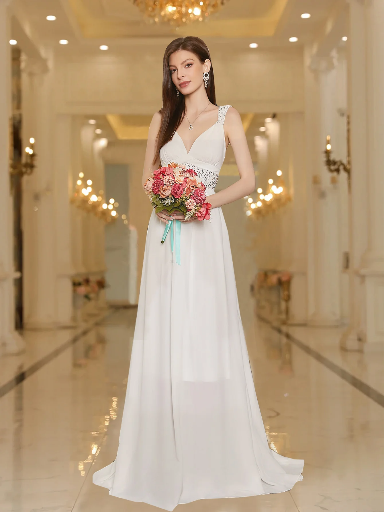 Simple Wedding Dresses Elegant Bridal Gowns A-Line V-Neck Sleeveless Robes For Formal Party Floor Length Vestidos De Novia 2024