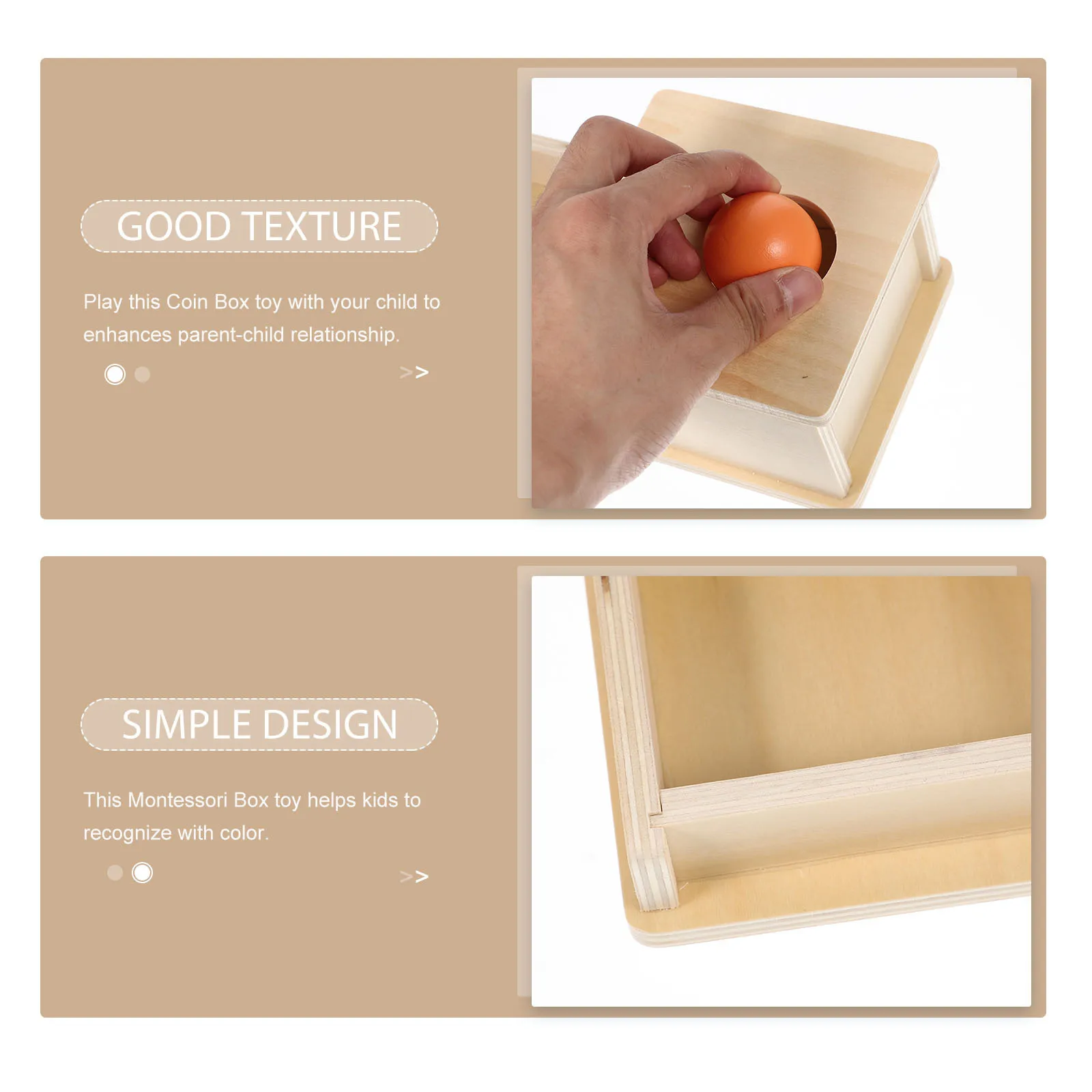 

Kids Coin Box Educational Wooden Motor Skills Training Game for Toddlers 1-3 Color Cognition Intellectual Learning Play