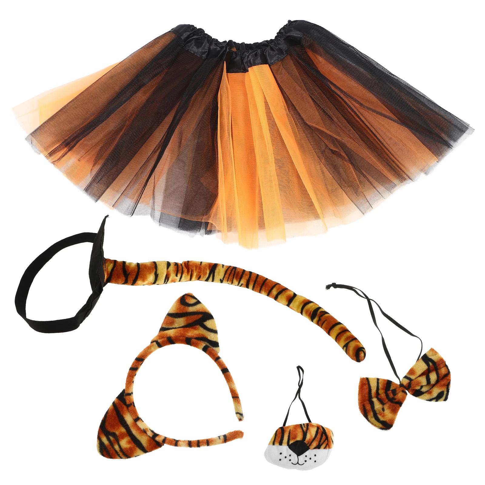 

Tiger Ears Costume 55CM Tail Tutu Skirt Kids Halloween Costume Halloween Tiger Headb Ears Carnival Accessories