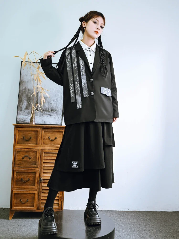 Patchwork Suit New Chinese Style National Trendy Design Sense Niche Suit Female Autumn Long-sleeved Blazers Women Clothes Jacket