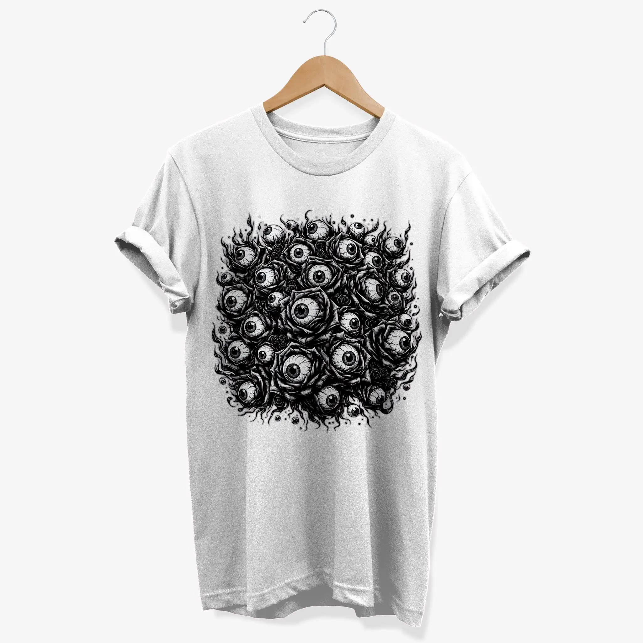Flower Gothic Pattern T-shirt Art City Street T-shirt Printed Short Sleeve Loose Men's and Women's Street Style T-shirt