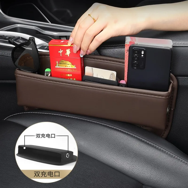 Car Front Row Seat Crevice Storage Box Pocket Storage Water Cup Remote Control Key Phone Holder Organizer Interior Accessories