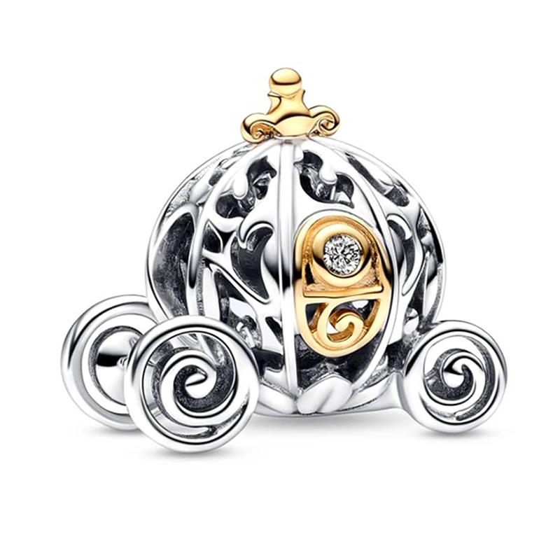 Disney 100th Animal Pumpkin Car 925 Silver Chamrs Mickey Beads Fit The Original Cartoon fairy tale Bracelet DIY Women Jewelry