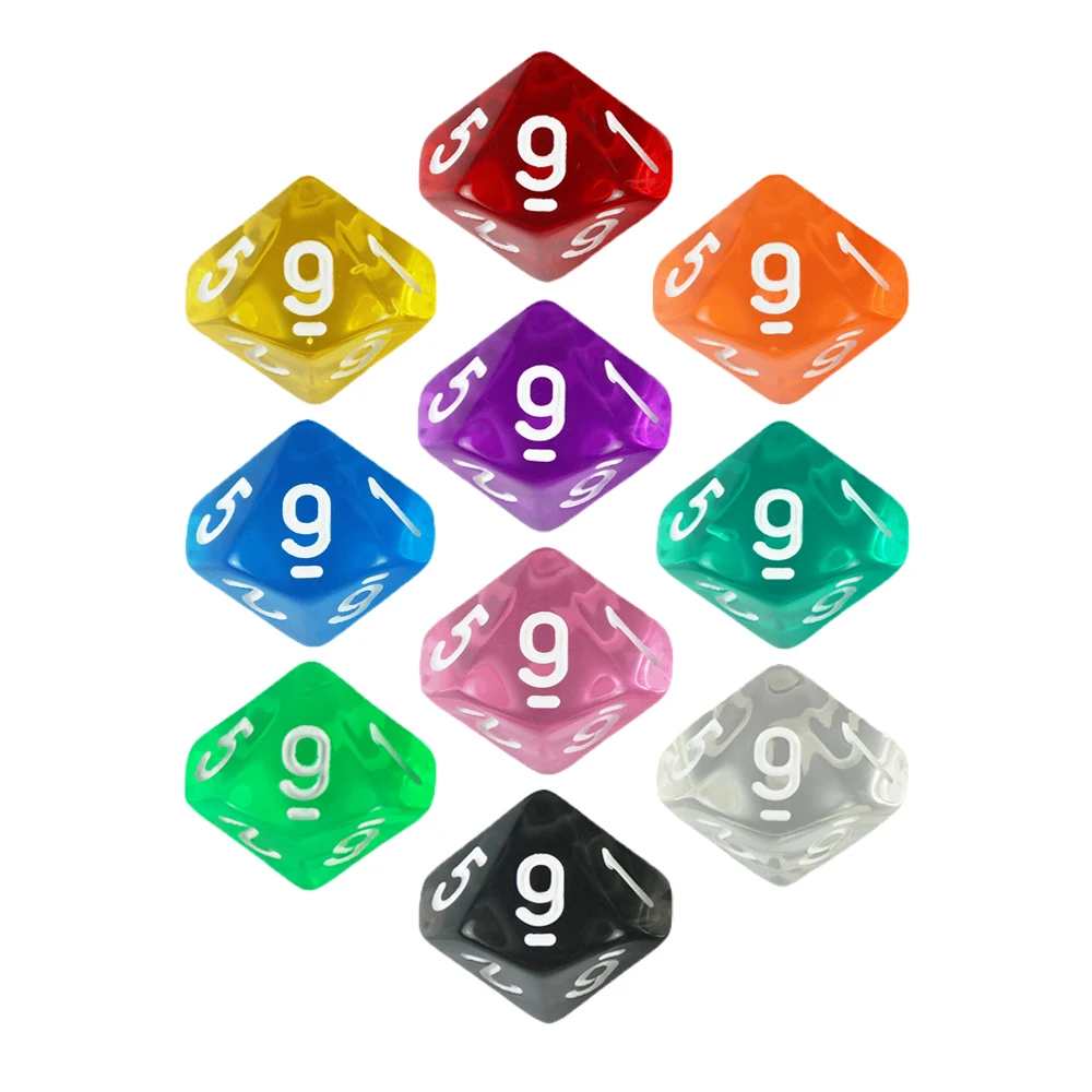 

Board Game D10 Dice 10pcs Digital 0-9 Polyhedral Dice for Table Role Playing Game DND COC