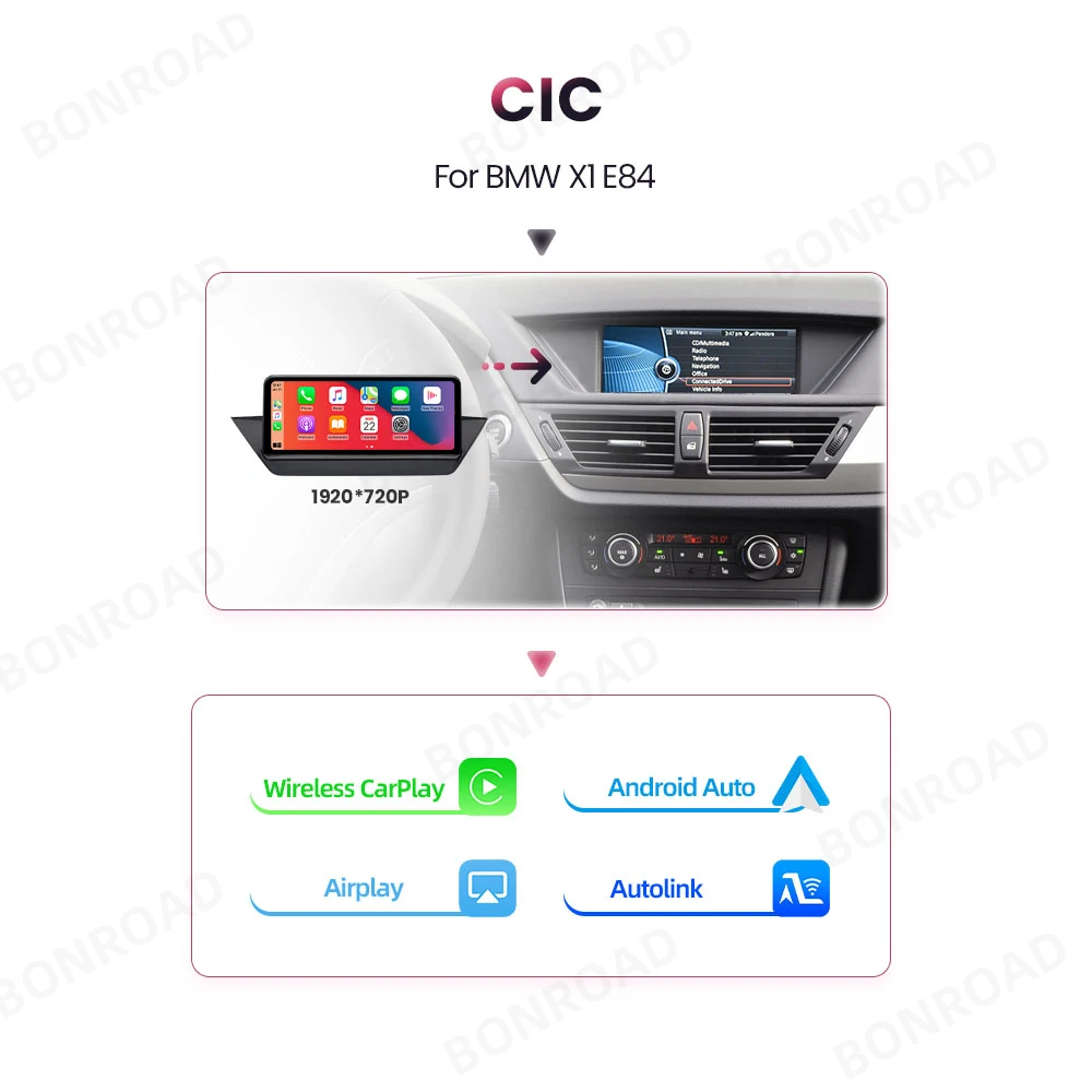 Bonroad Draadloze Carplay Android Auto Multimedia Speler Autoradio Voor Bmw X1 E84 Touchscreen Met Bluetooth Gps Navigatie