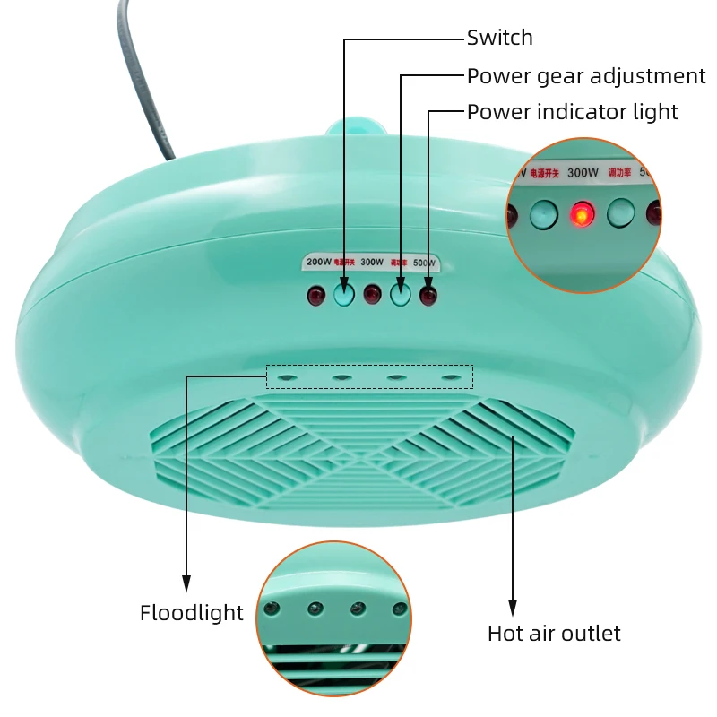 Lampada riscaldante intelligente per animali ad alta potenza con telecomando attrezzatura per il riscaldamento della cova a luce calda per animali