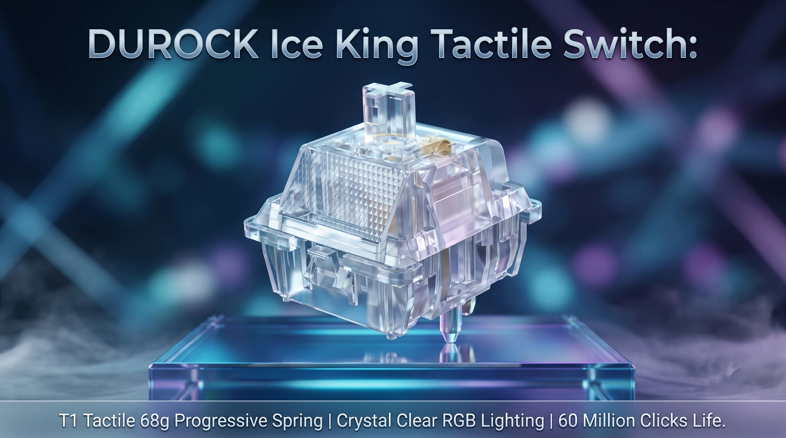 DUROCK Ice King Tactile Switches 68g Progressive Spring 5-Pin Transparent RGB Lubed T1 Mechanischer Schalter für MX-Style-Tastaturen – Detail 1
