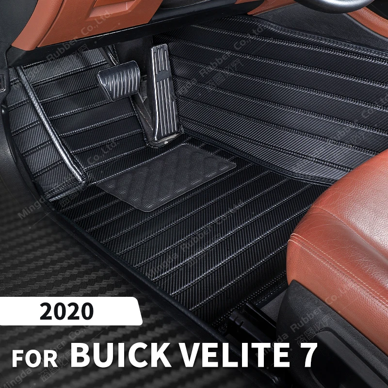 Custom Carbon Fibre style Floor Mats For Buick Velite 7 2020 Foot Carpet Cover Automobile Interior Accessories