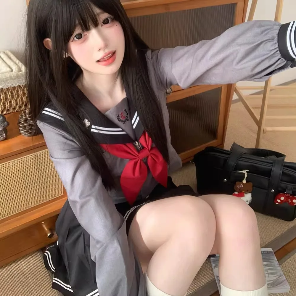 Abito da marinaio giapponese Cosplay Seifuku Abito da marinaio estivo Maniche lunghe Uniforme JK per studenti delle scuole superiori da donna Uniformi coreane