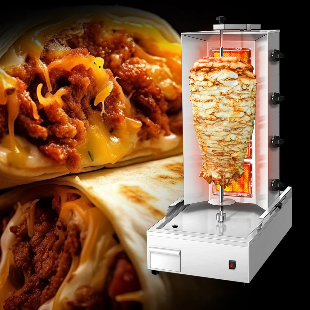 

Stainless steel gas 4 burner doner kebab automatic kebab shawarma machine for restaurants and parties