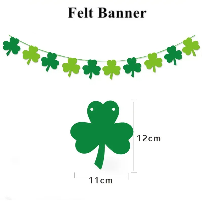 Ireland St. Patrick's Day Party Decoration Glitter Green Clover Banner Spiral Streamer LUCKY Swallowtail Flags Backdrop Supplies