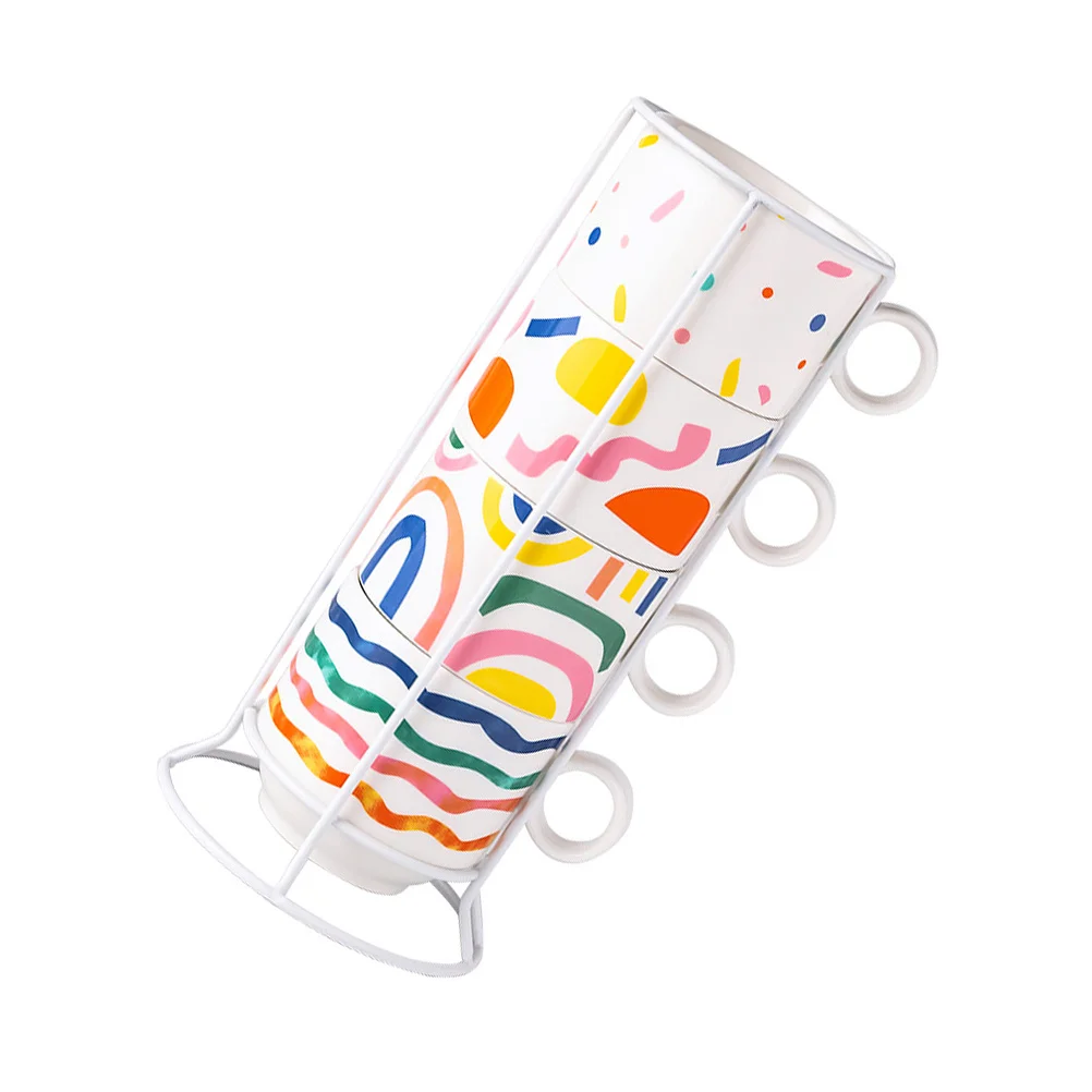 

1 комплект штабелируемых керамических чашек, пищевые кружки, идеально подходящие для кофе, чая, горячего шоколада, домашнего офиса, штабелируемая керамическая кружка