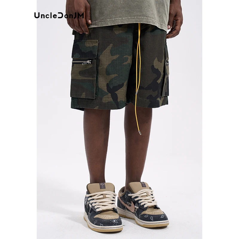 Camouflage Vintage Casual Shorts Loose Summer Drawstring Versatile Cargo Shorts Men Basketball Shorts Military