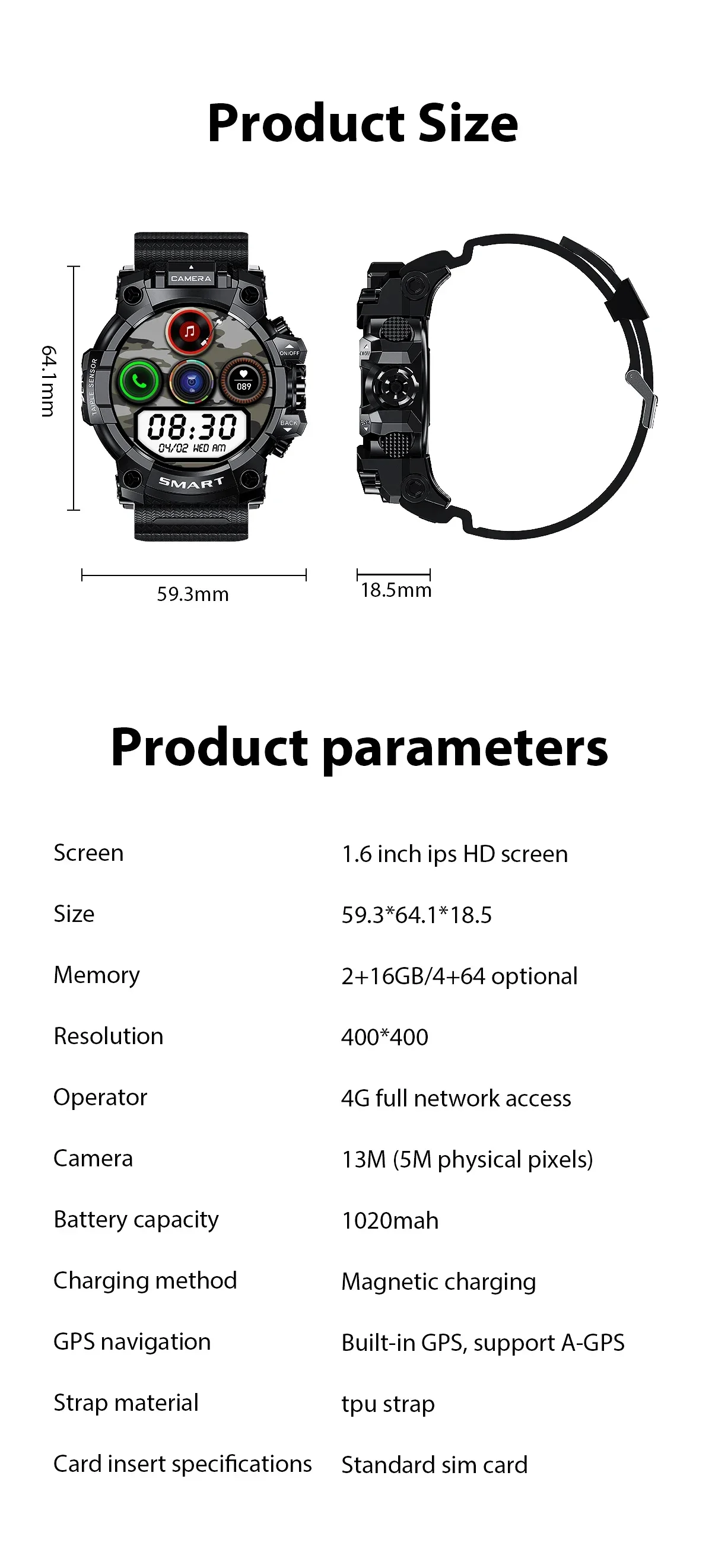 High-end Q999 4G Android สมาร์ทนาฬิกา 1.6 นิ้วหน้าจอขนาดใหญ่ HD กล้องซิมการ์ดการตรวจสอบสุขภาพ GPS นําทาง PK AW12