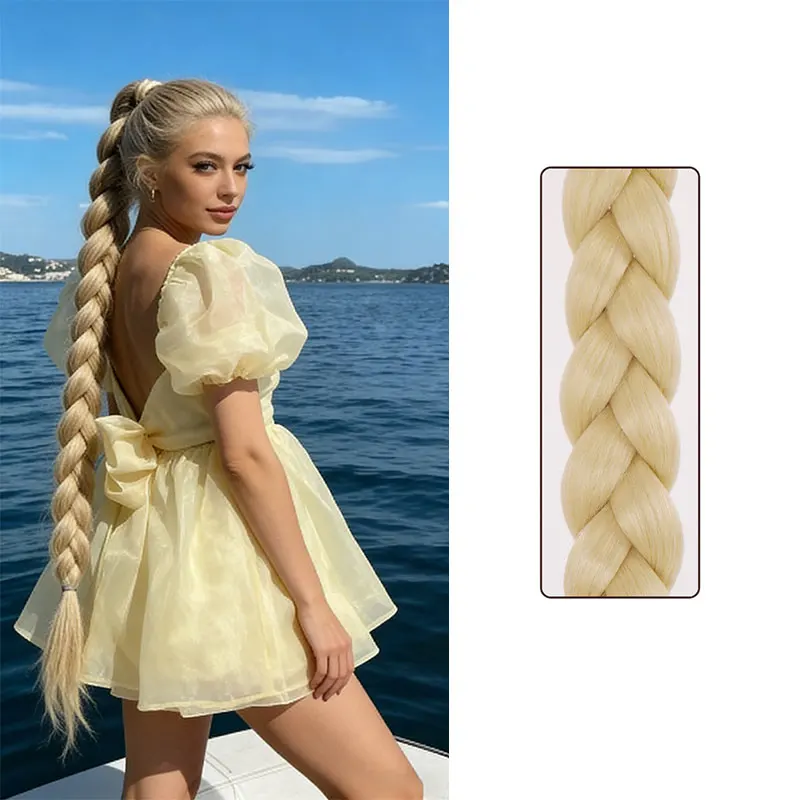 60cm/ 23.62inch Long Braided Ponytail Wig, Three-Strand High-Temperature Synthetic Hair Band, Easy to Weave, Suitable for Daily Commuting, Dating, Travel, Parties, and Other Occasions. The Best Choice as a Gift.
