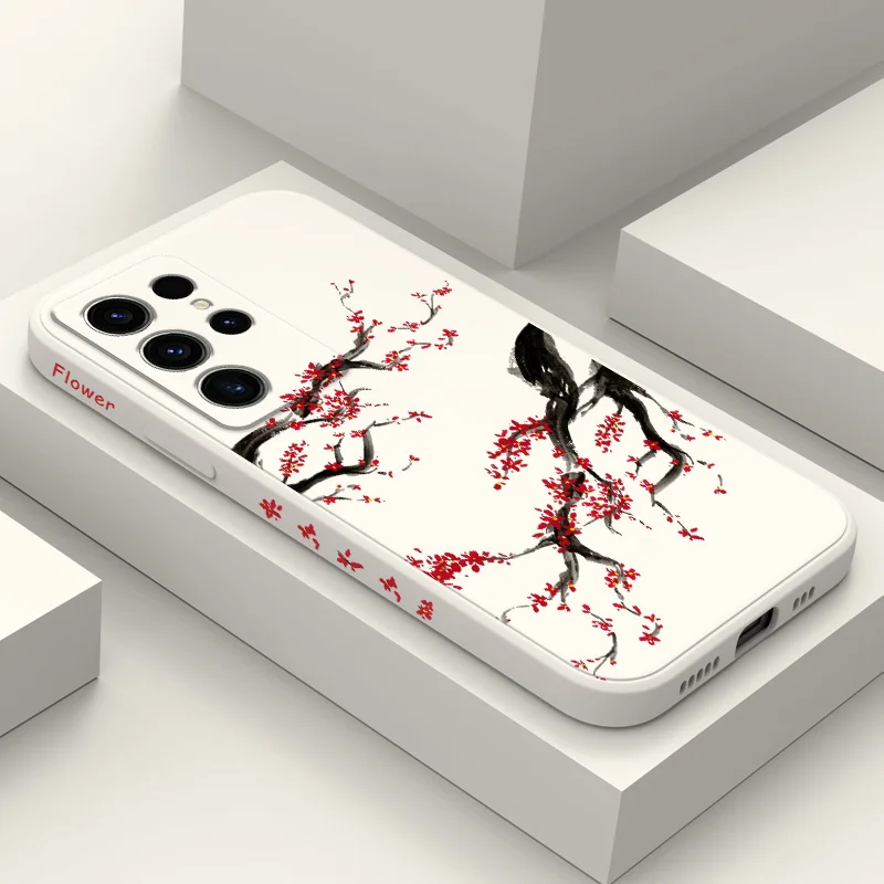 

Cold Plum Snow Phone Case For Samsung Galaxy S25 S24 S23 S22 S21 S20 S10 S10E Ultra Plus FE Note 20 Ultra Plus Cover