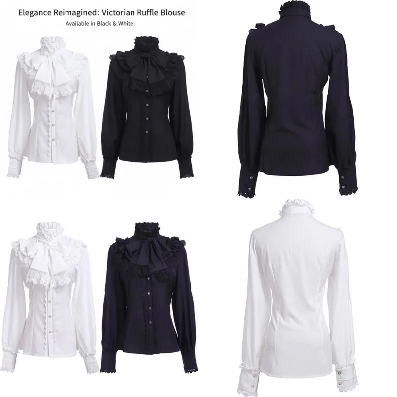 

Korean Bow Lace Y2K Top Shirt Women's Gothic Shirt Retro Long Sleeved Lotus Pleated Commuting Collar High-Quality Top Coat New