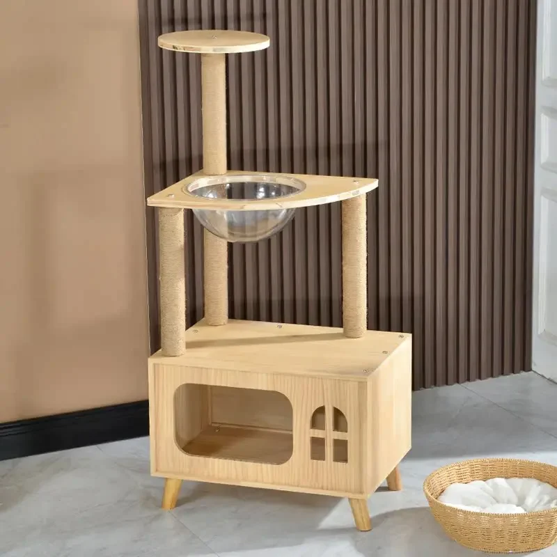Wood  House Bedside Table  Cabinet Villa Multi-Layer Indoor Pet House Furniture for Cats And Dogs