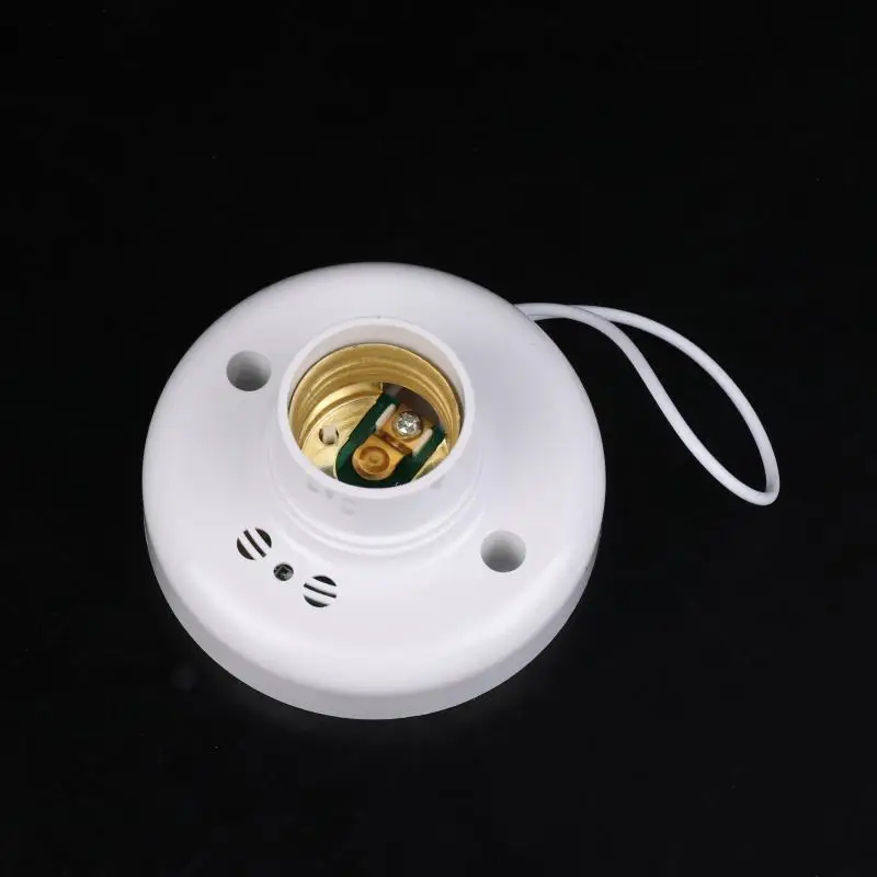 80*80*44mm White Sound Voice Control Delay Switch Light Socket Adapter E27 Screw Sensor Lamp Base AC220V LED Bulb Holder