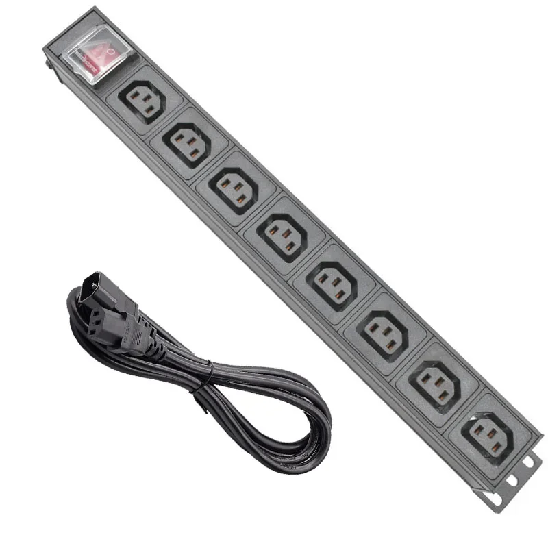 

Network Rack PDU aluminium alloy Power Strip 8 Ways C13 output socket With SPD 2m extension cable C14 interface