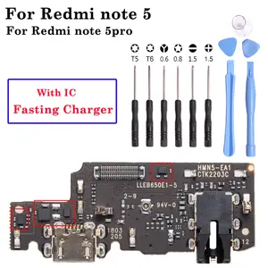Bilashmart USB Charging Port With ic Xiaomi Redmi Note 5 Pro Dock Charger Connector Fasting Charger Mother Main Board Flex Repair Parts