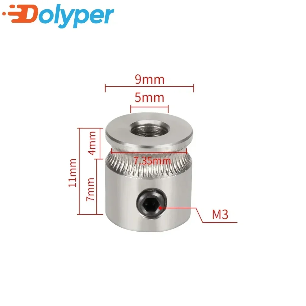 Dolyper MK7 MK8 Extruder Drive Gear Bore 5mm For 1.75/3.0mm Hobbed Gear For Makerbot Reprap Mendel High Quality Stainless Steel