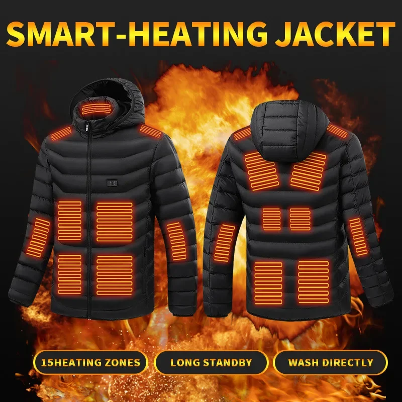 Chaqueta con calefacción USB para hombre y mujer, abrigo con termostato inteligente, impermeable, para exteriores, Invierno