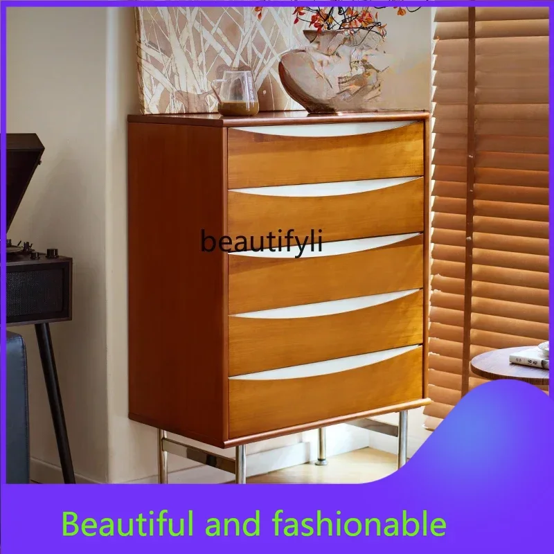 

xz1Retro solid wood chest, bedroom chest of drawers, living room storage, standing cabinet next to the sofa